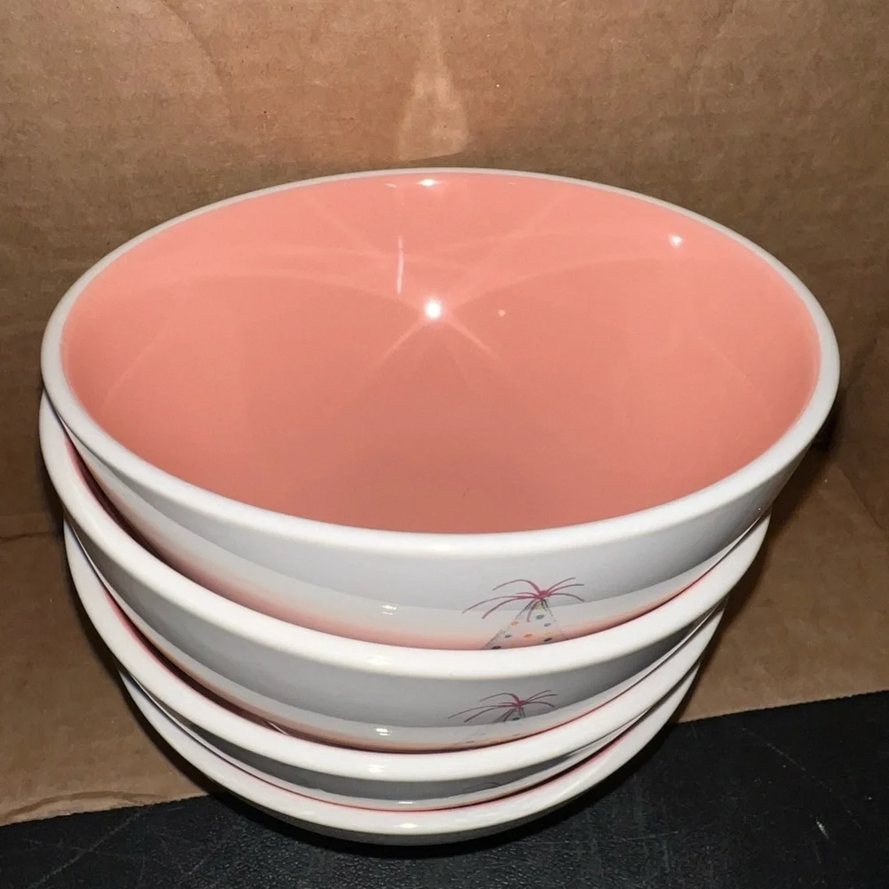 Rae Dunn White and Pink Party Bowls